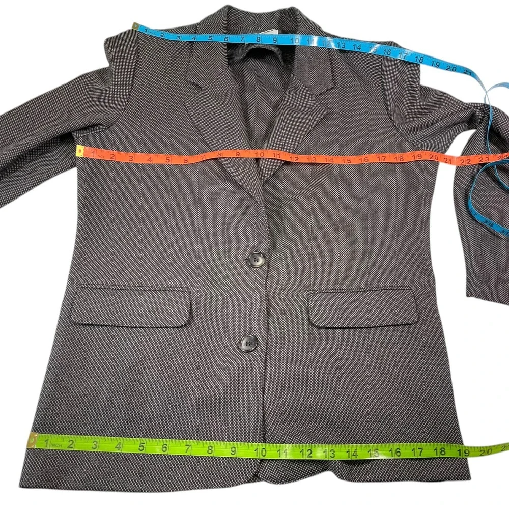 Alfred Dunner 10P Black White Blazer Two Button Textured‎ Career Dark Academia